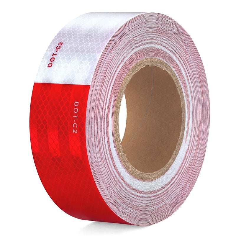 UIOCSSC DOT-C2 Reflective Tape 2 Inch x 30 Feet Red White Conspicuity Safety Reflective Tape Outdoor Waterproof for Vehicles Trailers Boats Signs - Image 1